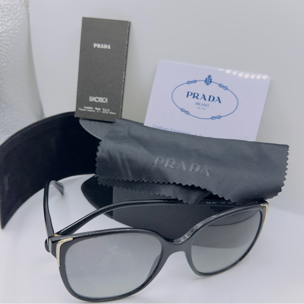 Black prada cat eye sunglasses with gray radiant lenses - Picture 2 of 7